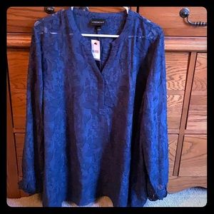 Navy textured blouse